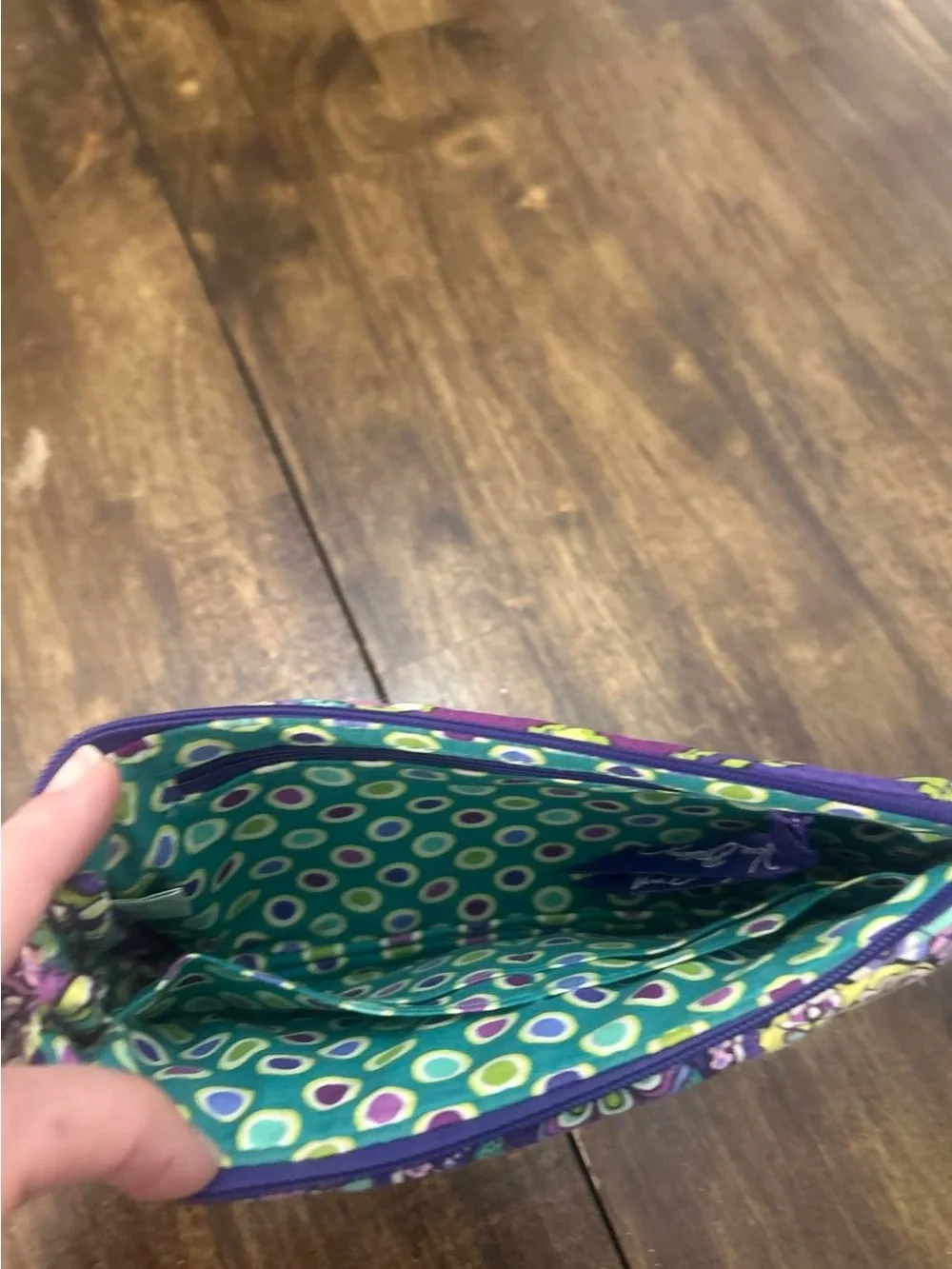 Vera Bradley Multicolor Floral Quilted Wristlet in Purple & Teal